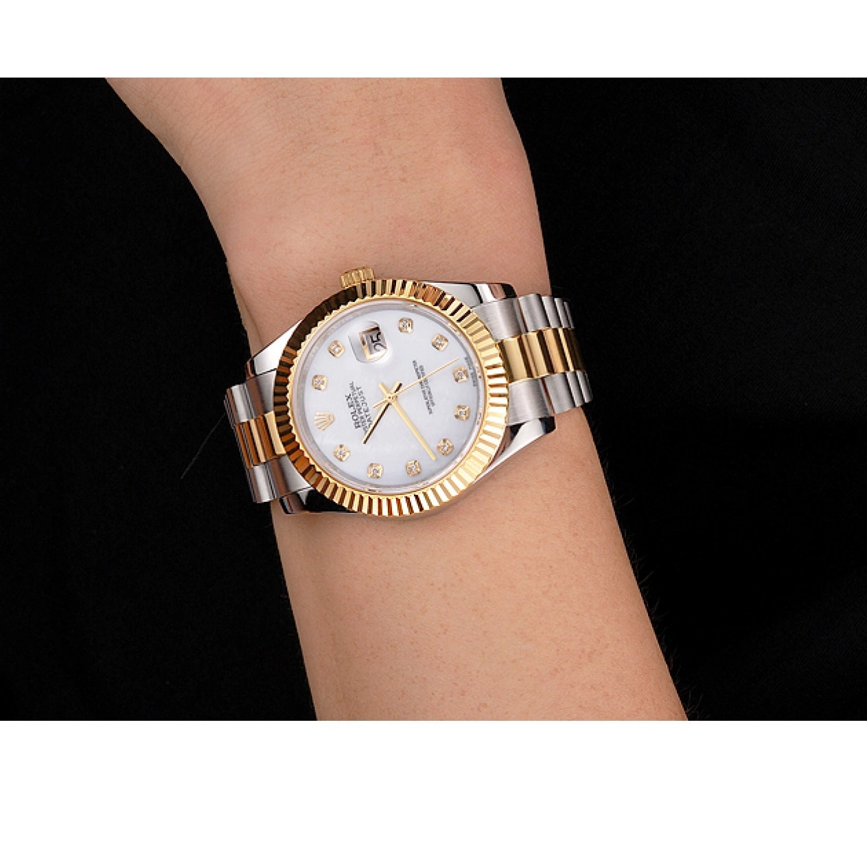 Good Copy Rolex Watches Dial Bracelet White Stainless Two Tone Diamond Bezel Datejust Swiss Gold Marks Case Hour Rolex Steel 0603